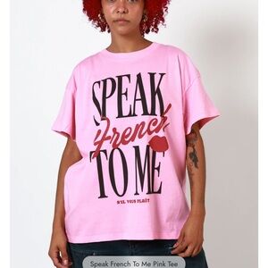 NWT!! Girl Dangerous Speak French Pink Graphic Tee